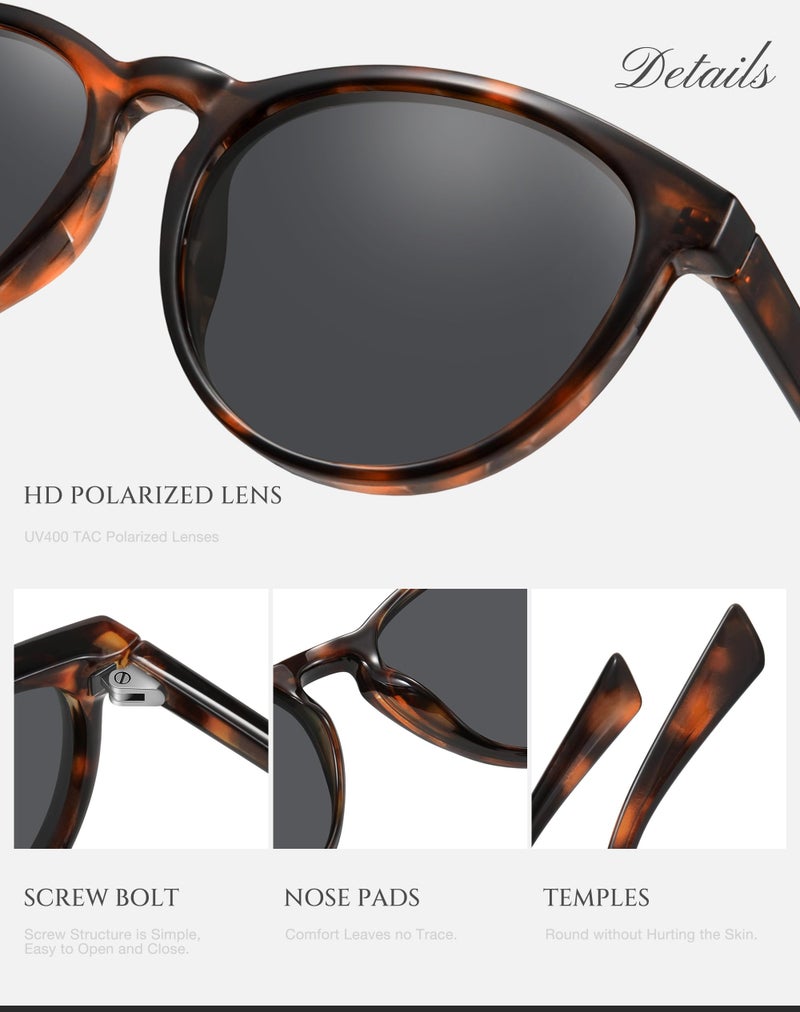 Fozono Classic Round Polarized Sunglasses for Women Retro Shades Trendy Vintage Sun Glasses - Image 4