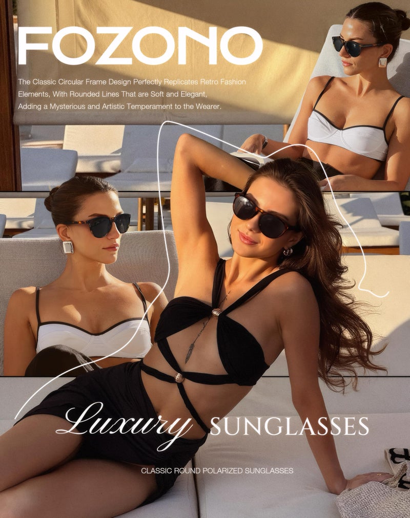 Fozono Classic Round Polarized Sunglasses for Women Retro Shades Trendy Vintage Sun Glasses - Image 2