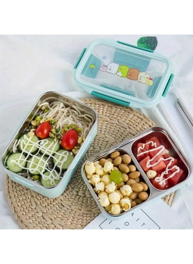 جيجيرو صندوق بينتو، صندوق غداء مزدوج الطبقات من الفولاذ المقاوم للصدأ مع ملعقة وشوكة، صندوق غداء من الفولاذ المقاوم للصدأ مع حقيبة غداء، صندوق بينتو مانع للتسرب - Image 3