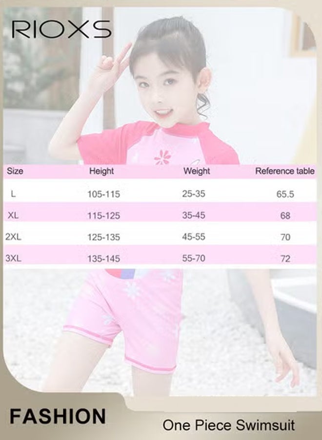 RIOXS Girls One Piece Swimsuit, Kids Swimming Costume with Back Zipper, Quick Drying Bathing Suit With Great Flexibility, Cute Cartoon Rashguard Swimwear, Comfortable Rash Guard Surfing Beachwear, Beach Bathing Suit for Kids 3-12 Years - Image 3