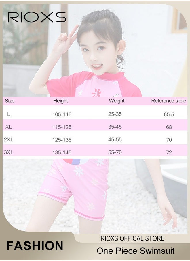 RIOXS Girls One Piece Swimsuit, Swimming Costume with Back Zipper, Quick Drying Bathing Suit with Cartoon Patterns and Great Flexibility, Comfortable Rash Guard Surfing Beachwear, Easy to Put On and Take Off  - Image 3