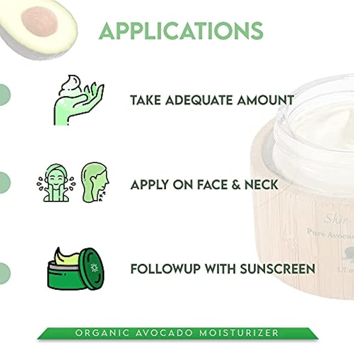 Shira Shir Organic Avocado Moisturizer for dry Mature Skin, 24-Hour Hydrating Face Cream Infused with Vitamins A, B, D, and E for Nourished Skin, Face Moisturizer Cream (15ml) - Image 4