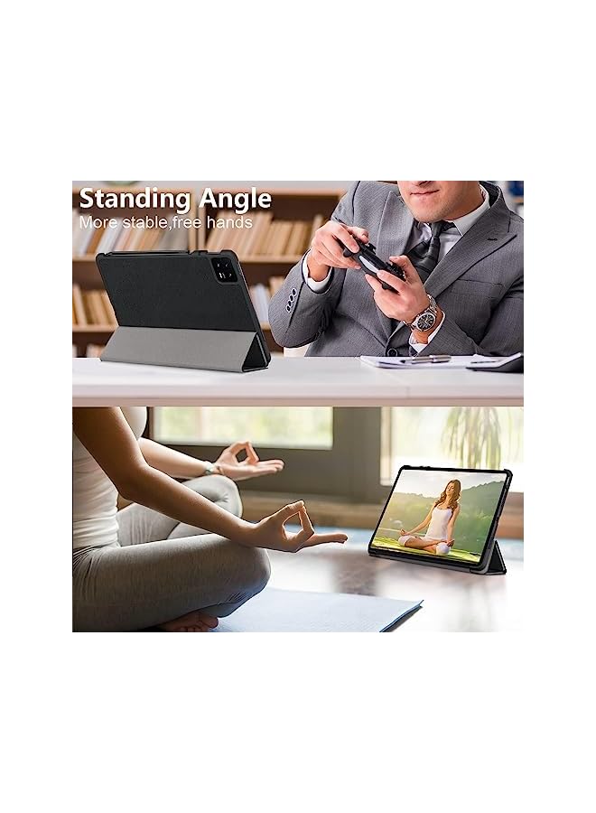 PROMASS Pad 6 / Xiaomi Pad 6 Pro Case Cover 2023 Tri-Fold Smart Tablet Pu Leather Case, Hard Pc Back Shell Slim Case Multi- Viewing Angles Stand Hard Shell Folio Case Cover With Auto Wake (Black) - Image 5