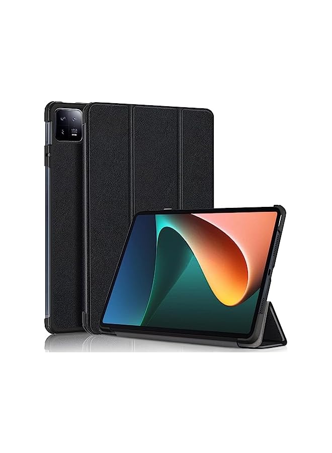 PROMASS Pad 6 / Xiaomi Pad 6 Pro Case Cover 2023 Tri-Fold Smart Tablet Pu Leather Case, Hard Pc Back Shell Slim Case Multi- Viewing Angles Stand Hard Shell Folio Case Cover With Auto Wake (Black) - Image 2