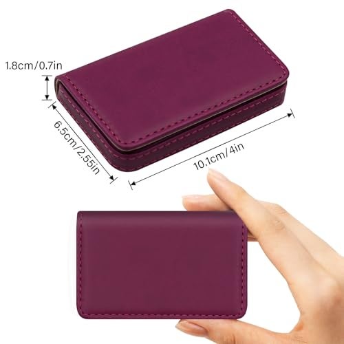 AI-DEE RFID Blocking Wallet - Minimalist Leather Business Credit Card Holder (PW-Wine Red) - Image 2