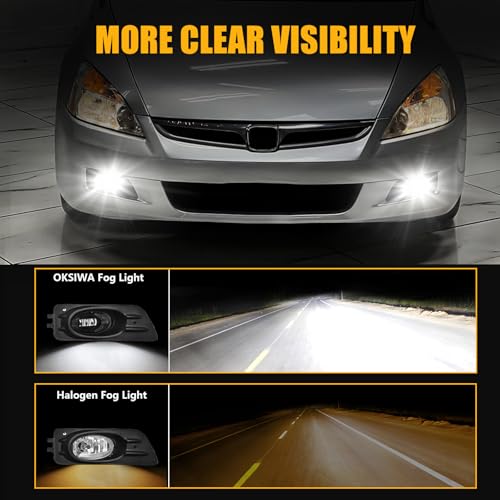 OKSIWA LED Fog Light for 2006-2007 Honda Accord Sedan,Front Bumer Fog Lamp Kit with Wiring Harness, Switch,Plug and Play,Fog Assembly Replacement - Image 5