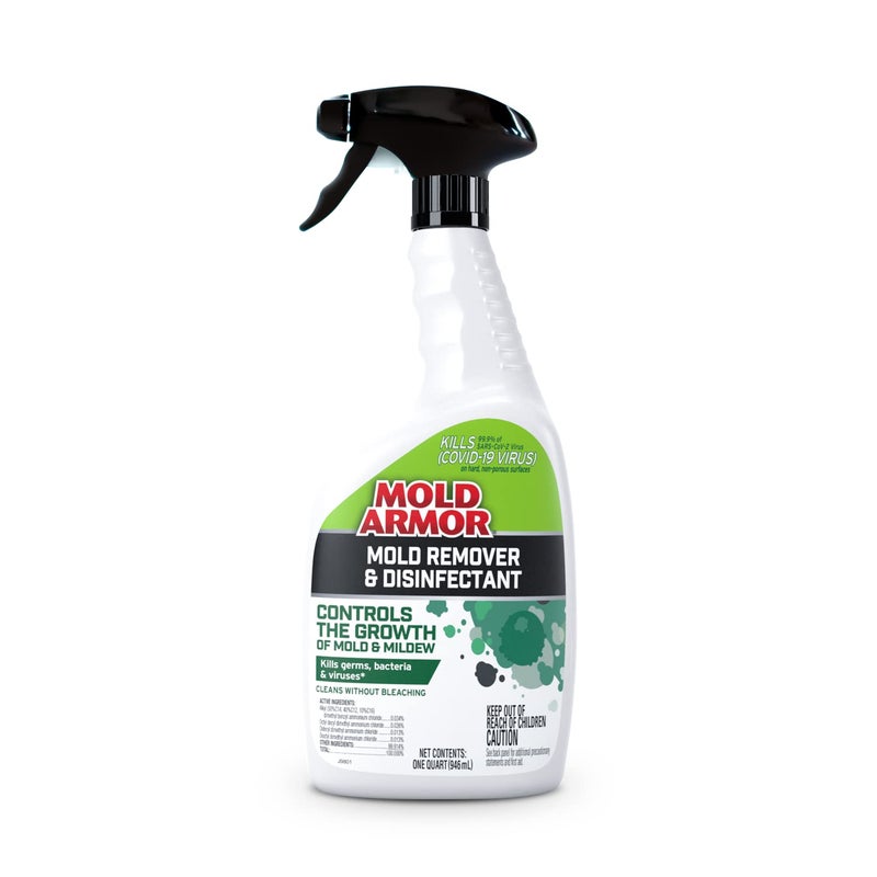 Mold Armor Mold Remover & Disinfectant Cleaner, 32 oz. Spray Bottle, Inhibits Growth of Mold, Kills 99.9% of Household Bacteria and Viruses, Easy-To-Use Mildew and Mold Control Solution - Image 1