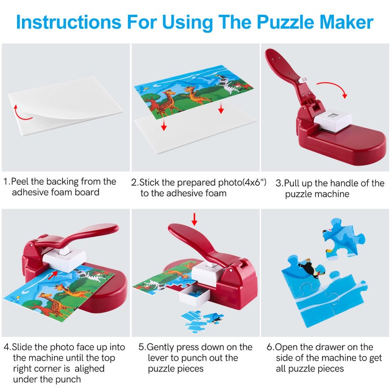 CYFUN DESIGN Jigsaw Puzzle Maker Jigsaw Puzzle Making Machine with 10 Adhedive Foams Picture Photo Cutter Jigsaw Puzzle Making Machine for 4x6 Puzzles DIY Paper Cutter Craft Handmade Puzzle Puncher - Image 2