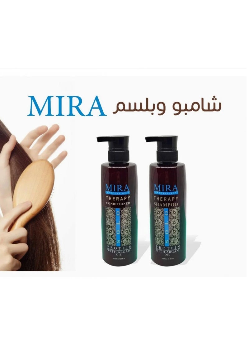 Mira Mira Therapy Shampoo and Conditioner Enriched With Argan Oil for Protein-Treated Hair - 500 ml - Image 2