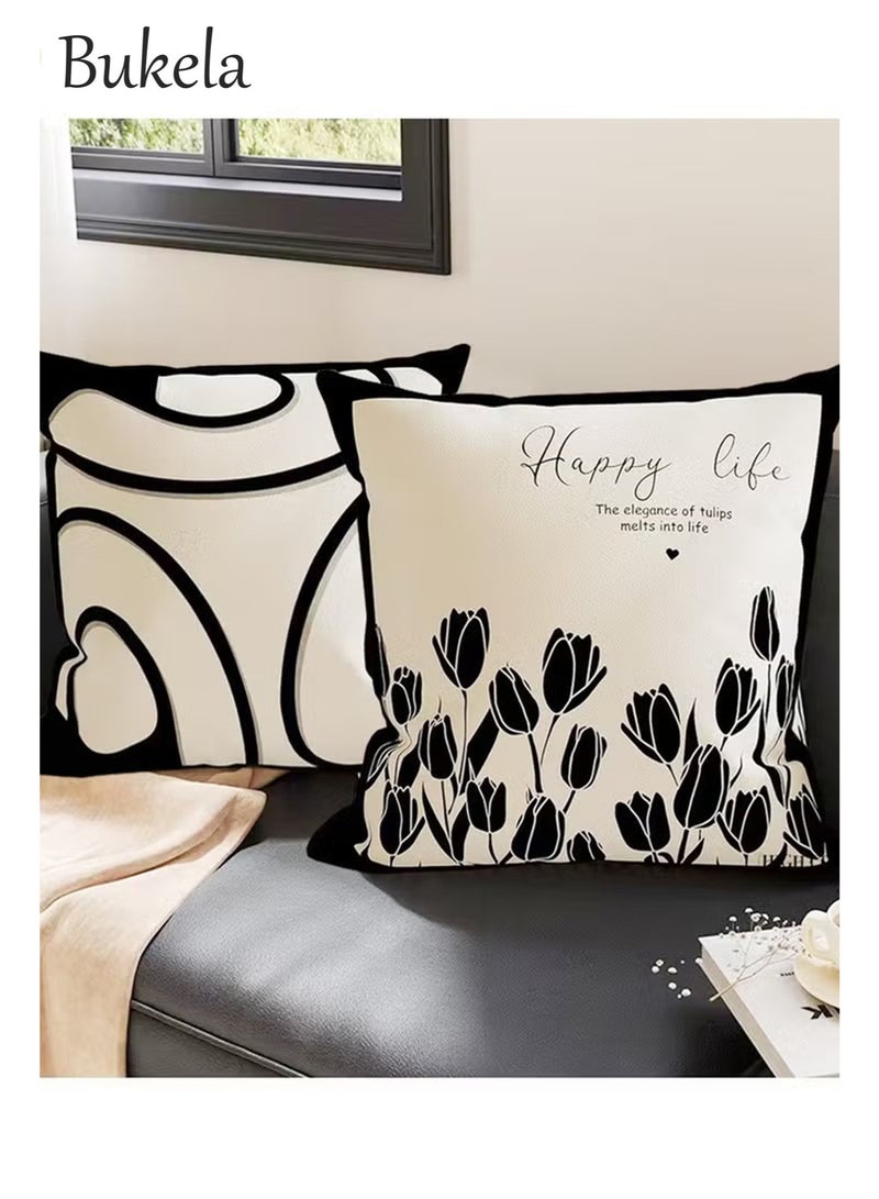 Bukela Pillow Covers Set of 4, Throw Pillow Cover, Short Plush Cushion Cover, Decorative Nature Plant Cushion Covers 45cm x 45cm,For Living Room Sofa Couch Bed Pillowcases 18x18 inches（Double sided pattern） - Image 3