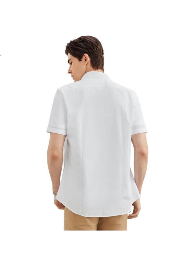 G2000 Mall Matching Cotton Blend Plain Texture Skin-Friendly Comfortable Short-Sleeve Shirt, White, M5E - Image 3
