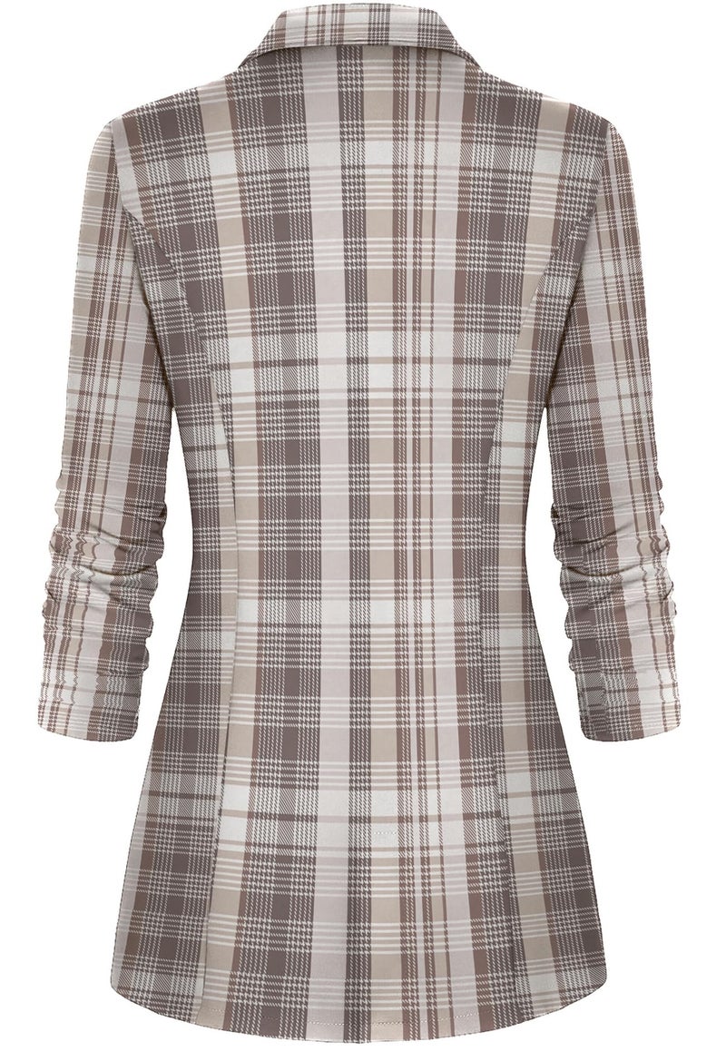 Genhoo Womens Plaid Blazers Long Sleeve Casual Work Office Blazer Jackets - Image 2