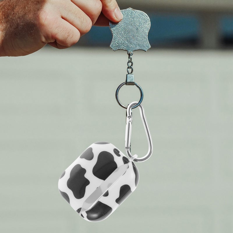 1PC Headset Box Cartoon Cow Grain Protective Case Silicone Earphone Protective Cover Compatible for AirPods Pro (White+Black) - Image 2