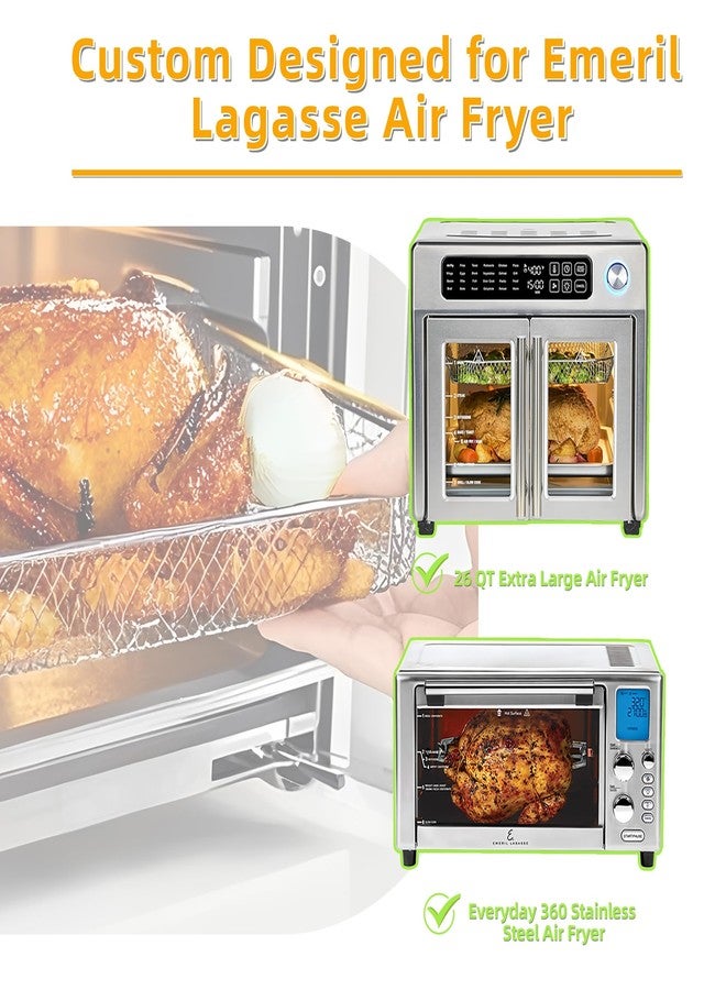 AODPWEN Air Fryer Accessories for Emeril Lagasse 26 Qt Extra Large & Everyday 360, Emeril Lagasse Air Fryer Basket and Pans for Oven with 100Pcs Disposable Parchment Paper, 4Pcs Reusable Teflon Mat - Image 2