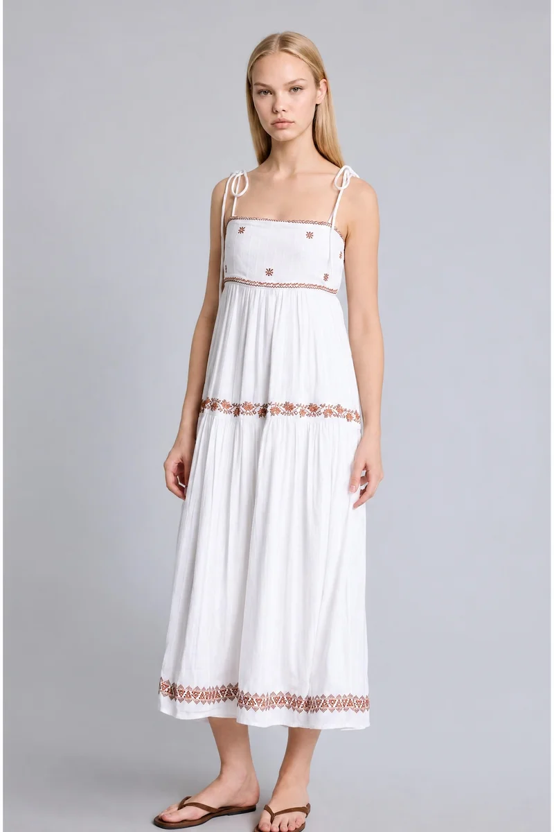 ديفاكتو Square Neck Cotton Sleeveless Dress