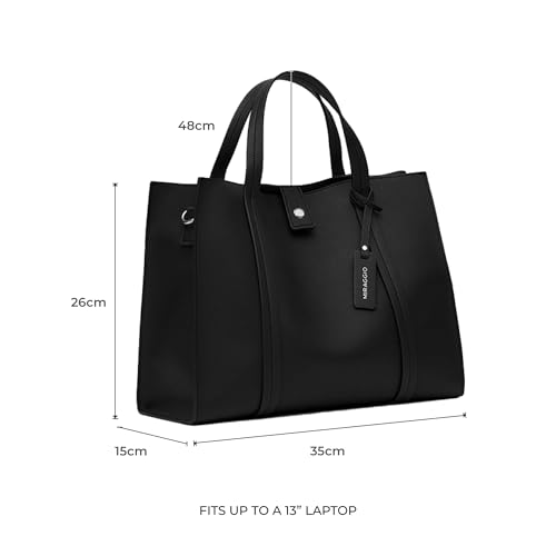 Miraggio Grace Solid Tote Bag For Women With Adjustable & Detachable Sling | Tote Bag For Women Stylish (Black) - Image 4