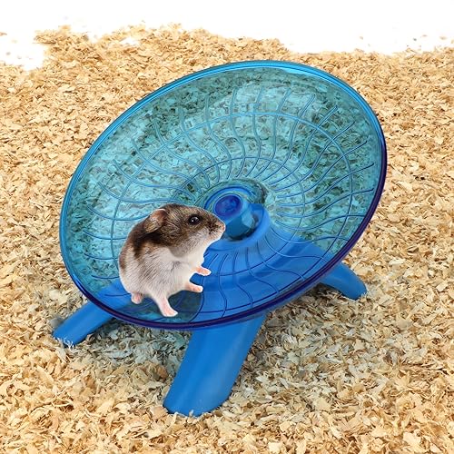 Reshiho Hamster Wheel Flying Saucer Silent Exercise Wheel Running Wheel for Hamsters, Gerbils, Mice and Other Small Pets, Silent Hamster Running Wheel(Blue) - Image 4