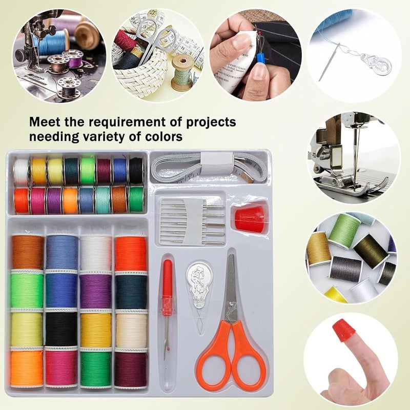 SYOSI Sewing Thread Set, 32 Color Polyester Threads for Sewing Machines, Includes Scissors, Thimble, Seam Ripper, Tape Measure, and Needles for Hand and Machine Sewing - Image 4