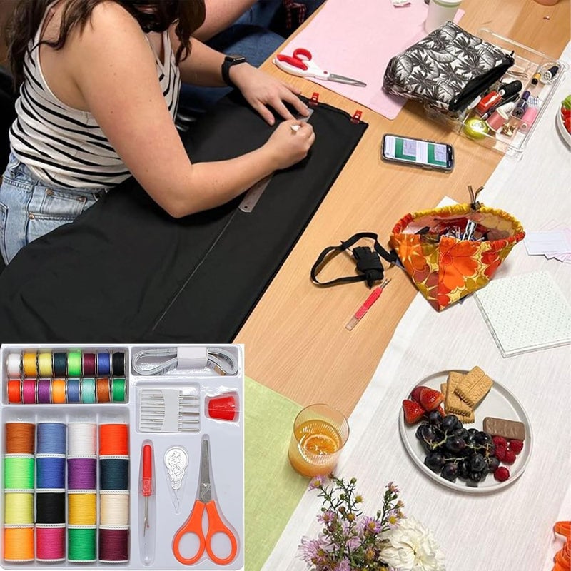 SYOSI Sewing Thread Set, 32 Color Polyester Threads for Sewing Machines, Includes Scissors, Thimble, Seam Ripper, Tape Measure, and Needles for Hand and Machine Sewing - Image 5