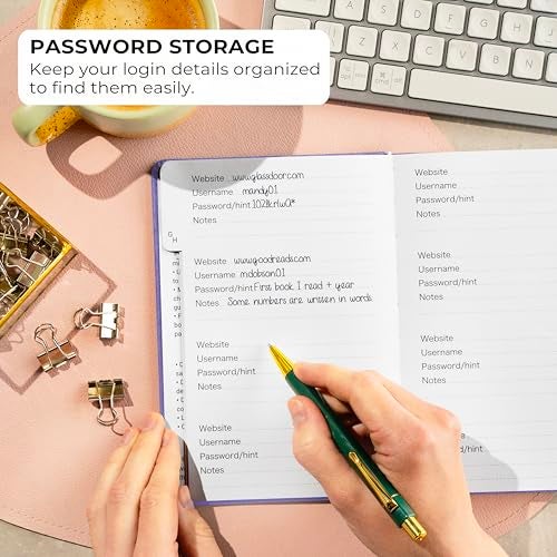 Clever Fox Password Book with alphabetical tabs. Internet Address Organizer Logbook. Medium Password Keeper for Website Logins (Lavender) - Image 3