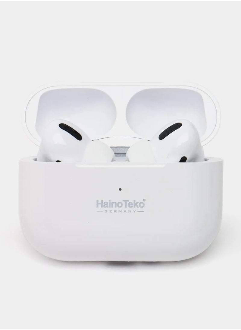 HainoTeko - Wireless In-Ear Bluetooth Earbuds Air 3 with Charging Case – Compatible with iPhones and Android Devices – Original German Build Quality – Deep Bass Stereo Sound – Touch Control – Noise Reduction – Long Battery Life – White Color - Image 1