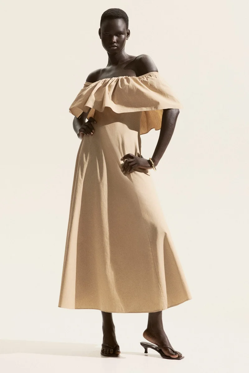 H&M Flounced off-the-shoulder dress