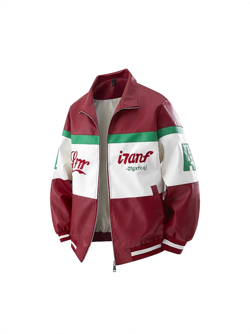 Pu Leather Jacket American High Street Leather Jacket Men'S Coat Japanese Trendy Brand Biker Couple Jacket Trendy - Image 2