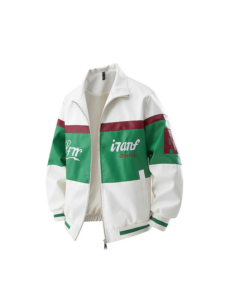 Pu Leather Jacket American High Street Leather Jacket Men'S Coat Japanese Trendy Brand Biker Couple Jacket Trendy - Image 3