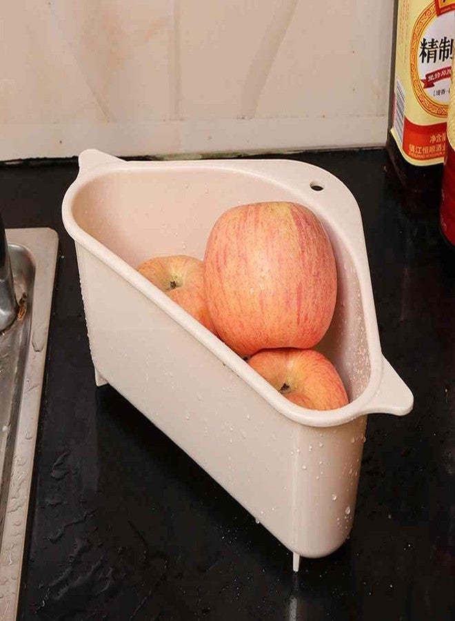 Mantavya Triangle Sink Corner Strainer, Multi-Functional Kitchen Triangle Drain Sink Storage Rack, Corner Shelf Sink Sponge Holder (Pack of 1) - Image 4