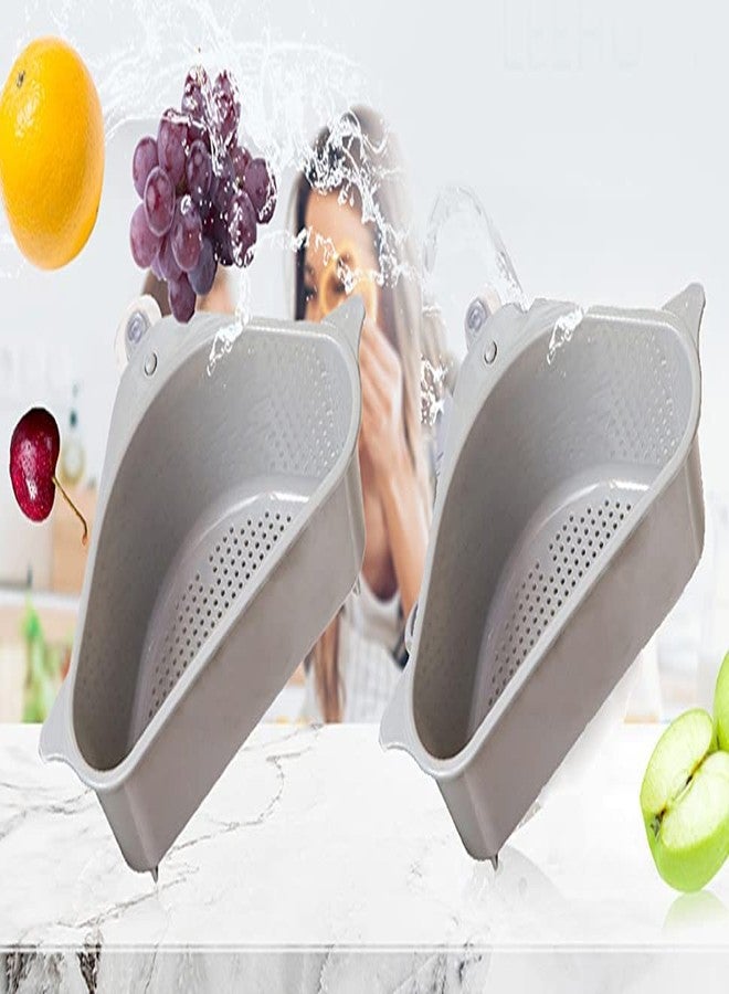 Mantavya Triangle Sink Corner Strainer, Multi-Functional Kitchen Triangle Drain Sink Storage Rack, Corner Shelf Sink Sponge Holder (Pack of 1) - Image 2
