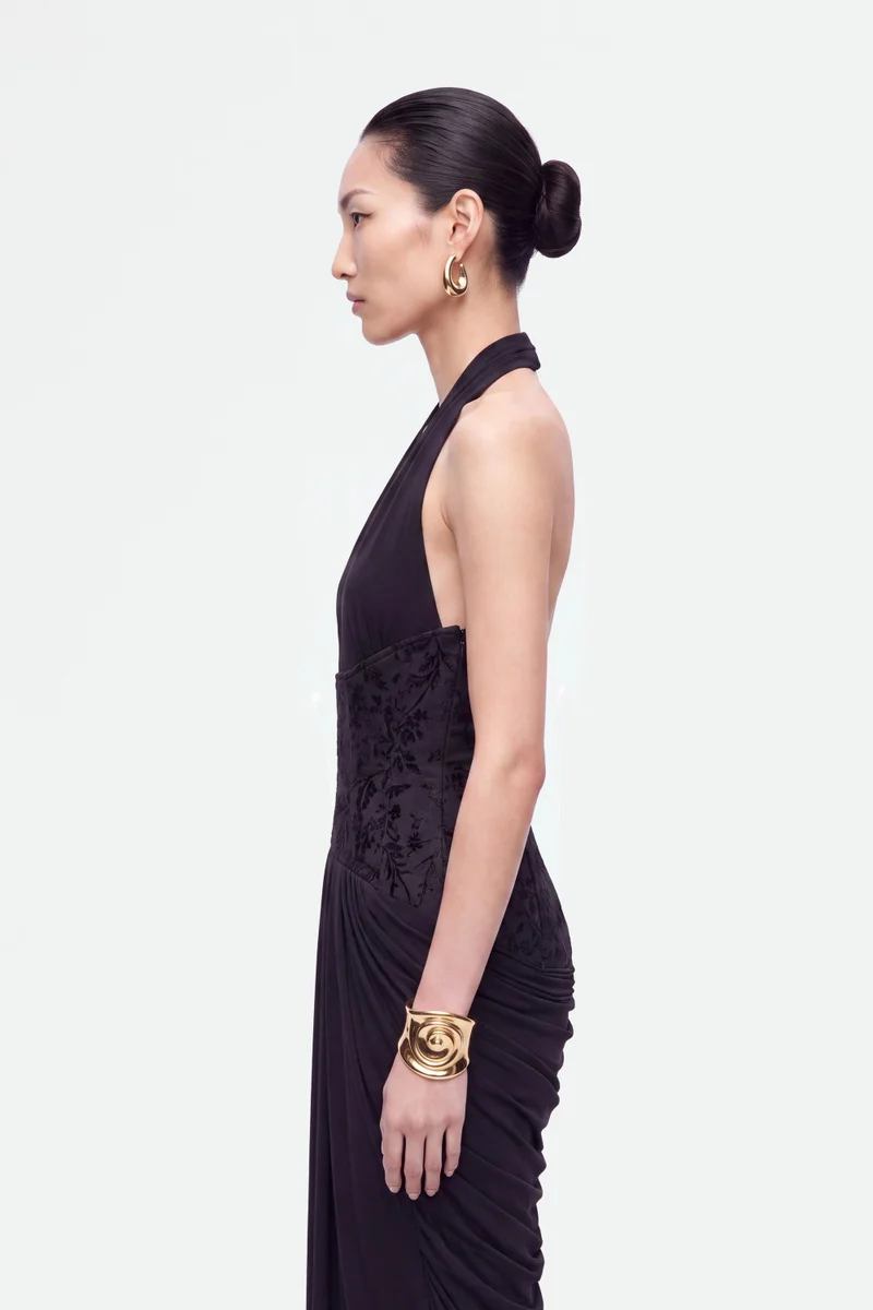 Nocturne  Jacquard Halter Neck Maxi Dress for Women | Best Price UAE