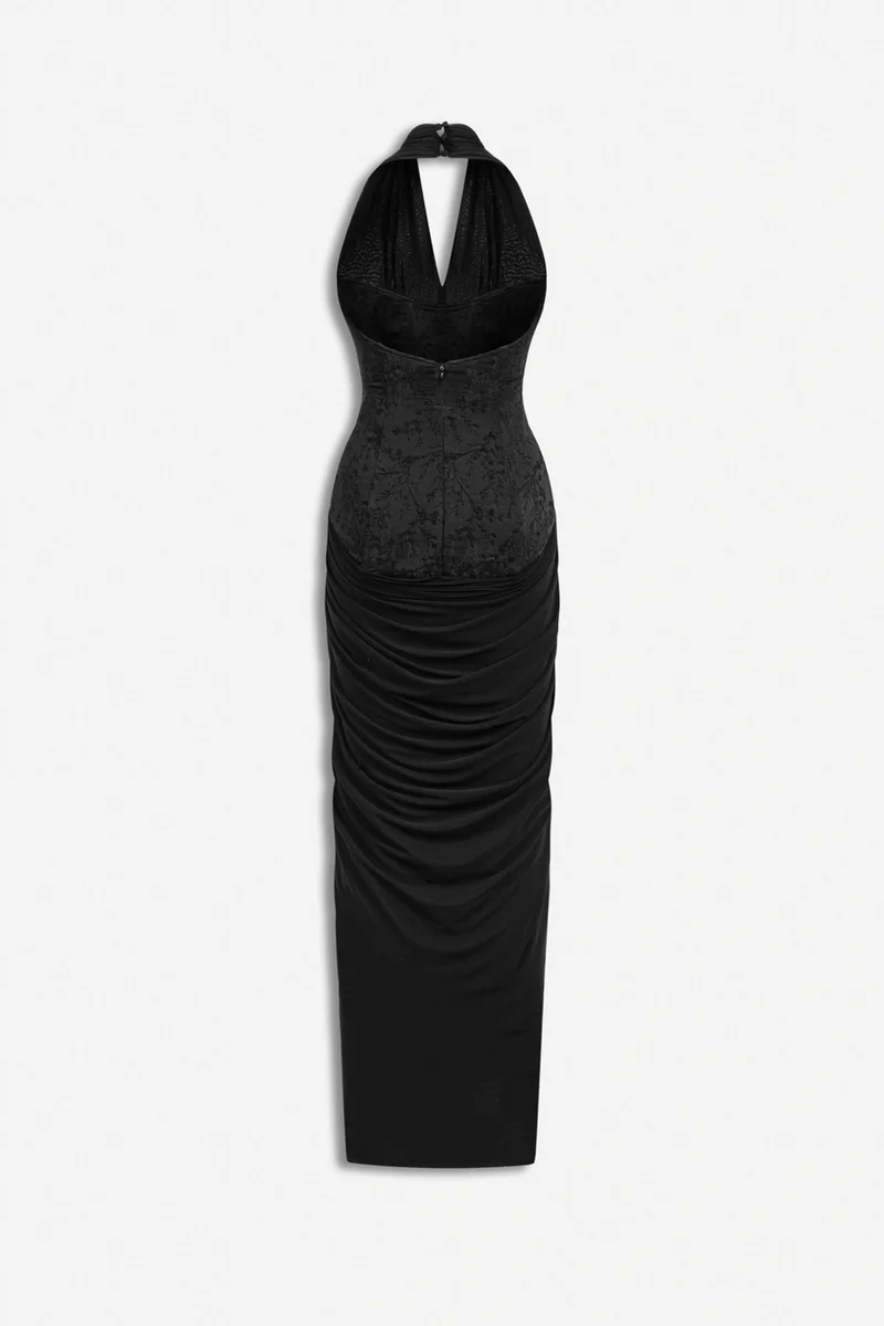 Nocturne  Jacquard Halter Neck Maxi Dress for Women | Best Price UAE