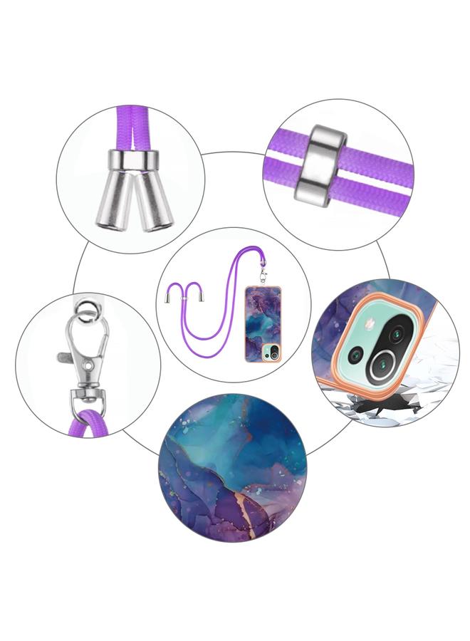 erorex Case For Xiaomi 11 Lite Electroplating Marble Dual-side IMD Phone Case with Lanyard - Image 3