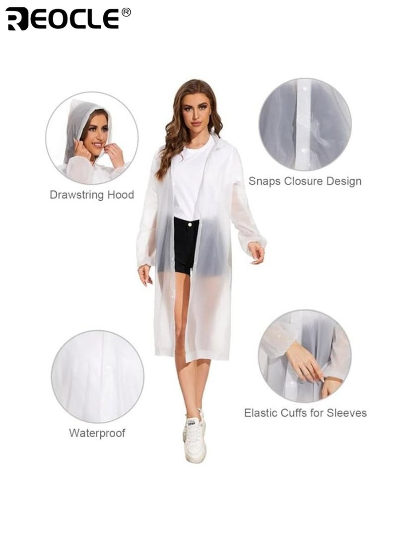 REOCLE Windproof High Quality EVA Thick Full-Body Raincoat Hooded Long Sleeve Lightweight with Drawstring Waist Button Closure Durable Water Resistant Suitable for Hiking Cycling Travel Outdoor Activities Daily Use Washing Machine Safe Comfortable Easy to Carry for Women for Ladies Raincoat Casual Raincoat | Button Closure Raincoat | Portable Rain Gear - Image 2
