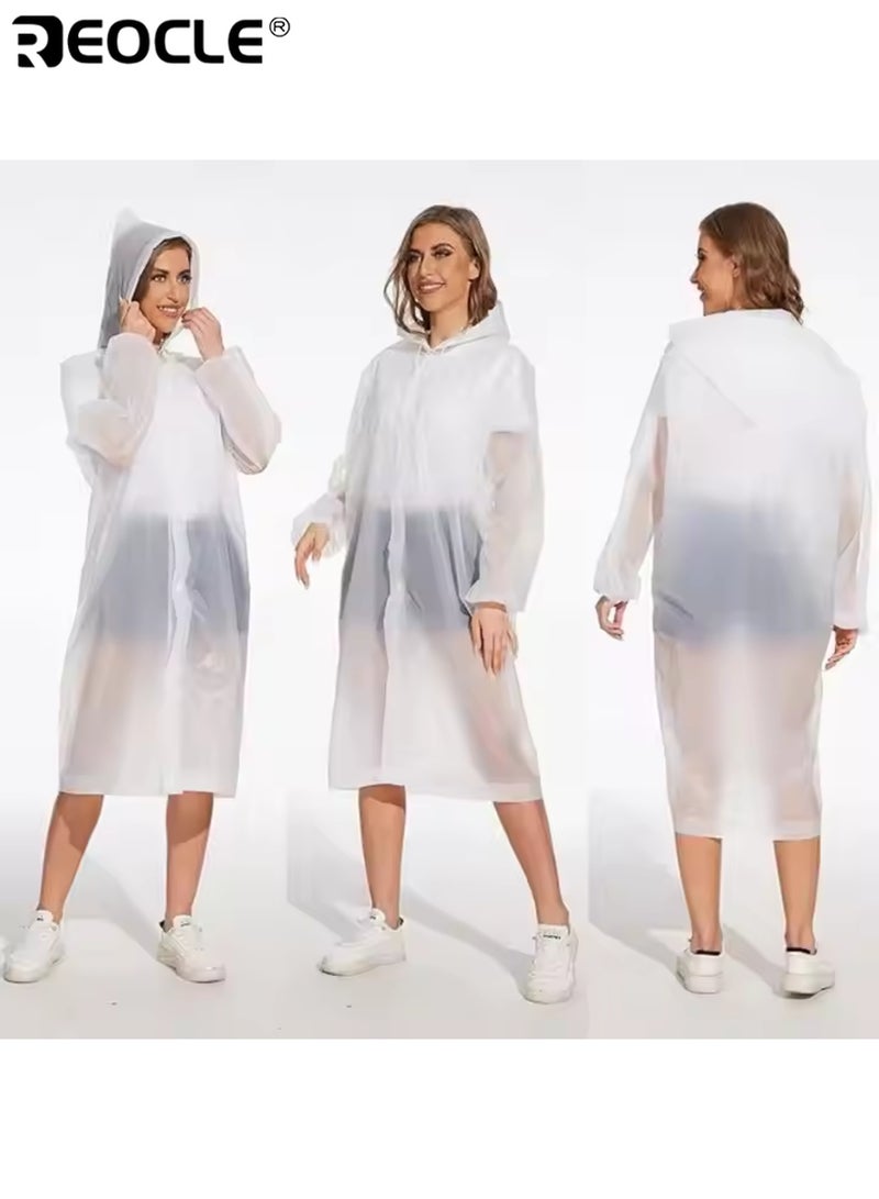 REOCLE Windproof High Quality EVA Thick Full-Body Raincoat Hooded Long Sleeve Lightweight with Drawstring Waist Button Closure Durable Water Resistant Suitable for Hiking Cycling Travel Outdoor Activities Daily Use Washing Machine Safe Comfortable Easy to Carry for Women for Ladies Raincoat Casual Raincoat | Button Closure Raincoat | Portable Rain Gear - Image 3