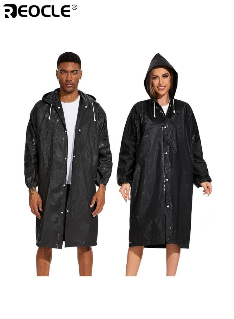 REOCLE Windproof High Quality EVA Thick Full-Body Raincoat Hooded Long Sleeve Lightweight with Drawstring Waist Button Closure Durable Water Resistant Suitable for Hiking Cycling Travel Outdoor Activities Daily Use Washing Machine Safe Comfortable Easy to Carry for Women for Ladies Raincoat Casual Raincoat | Button Closure Raincoat | Portable Rain Gear - Image 5