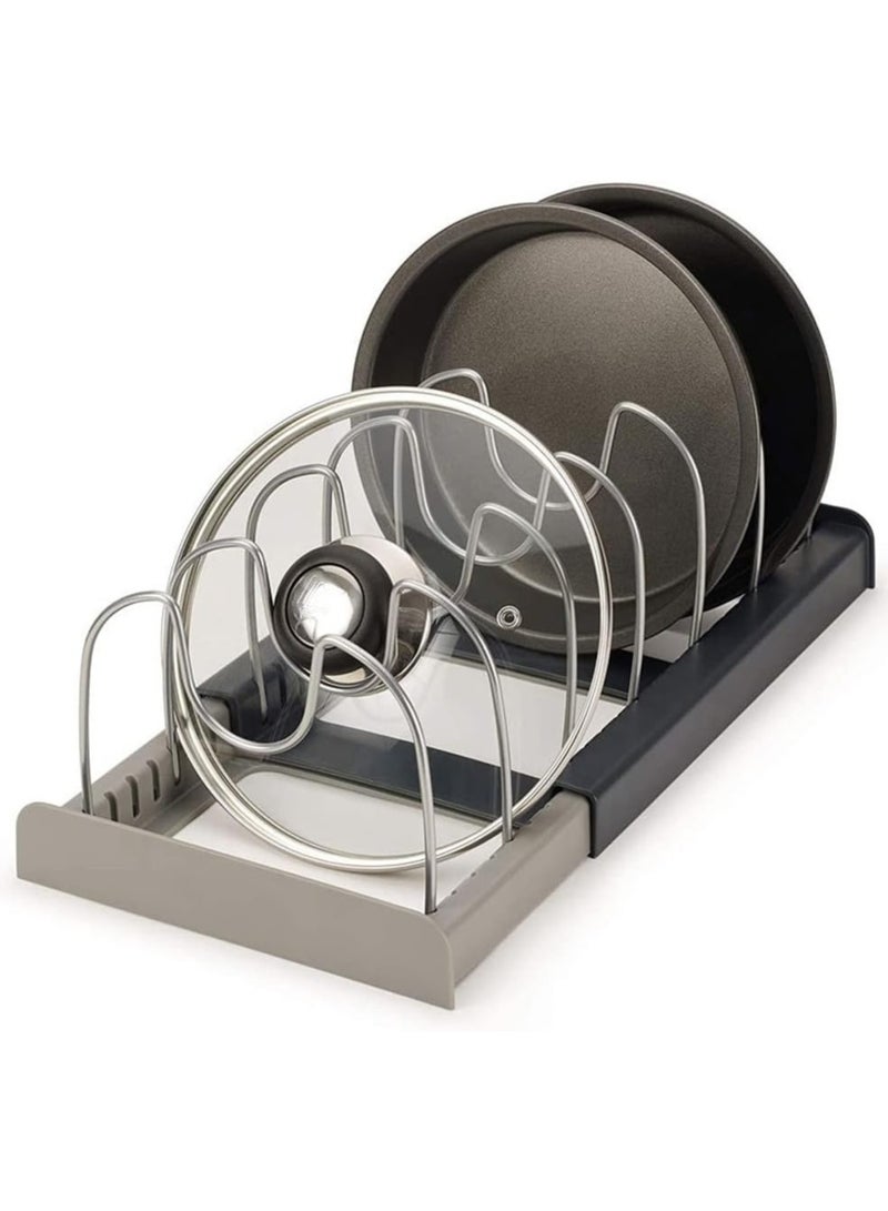 Arabest Pan Pot Lid Rack Organizer, Kitchen 7 Tiers Adjustable Stainless Steel Compartments Holder with 2 DIY Methods for Kitchen Cabinet and Counter Hanging Storage Shelf – Expandable Length up to 22inches - Image 3