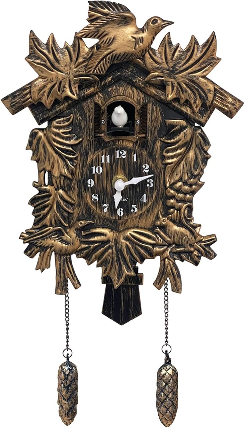 WALPLUS Chiming Cookoo Clock Brown Vintage Bird Flapping Cuckoo Clocks Volume Adjustable Coo Coo Clocks Wall Decoration Battery Operated Pendulum Cuckoo Clock for Home Living Room Office - Image 4