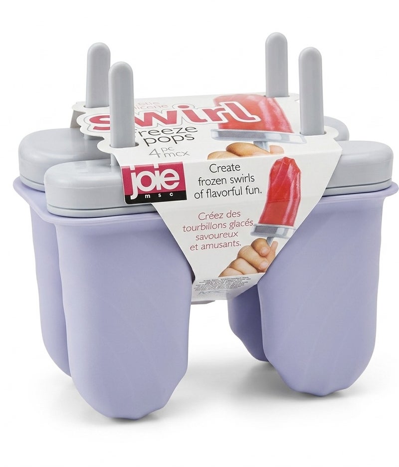 Joie MSC قالب آيس كريم سيليكون من جوي مع أعواد – 4 قوالب آيس كريم مرنة خالية من BPA سهلة الإخراج لتحضير المصاصات المجمدة والعصائر والزبادي والحلويات في المطبخ والفريزر - Image 3