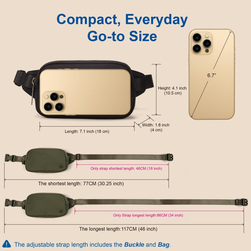 Pander Mini Belt Bag â€“ Ultra Compact, Fits 6.7â€ Phone, Lipstick, Earbuds, Essentials, Small Crossbody Waist Purse, Pale Grey - Image 4