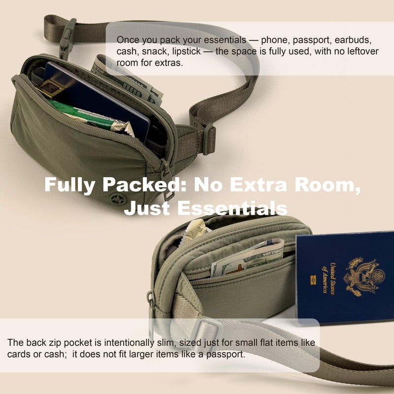 Pander Mini Belt Bag â€“ Ultra Compact, Fits 6.7â€ Phone, Lipstick, Earbuds, Essentials, Small Crossbody Waist Purse, Pale Grey - Image 5