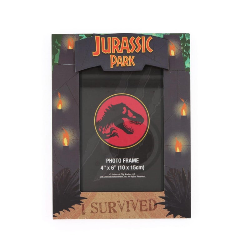 Silver Buffalo Silver Buffalo Jurassic Park Gate I Survived Photo Picture Frame  Black  4 x 6 Inches  - Image 1
