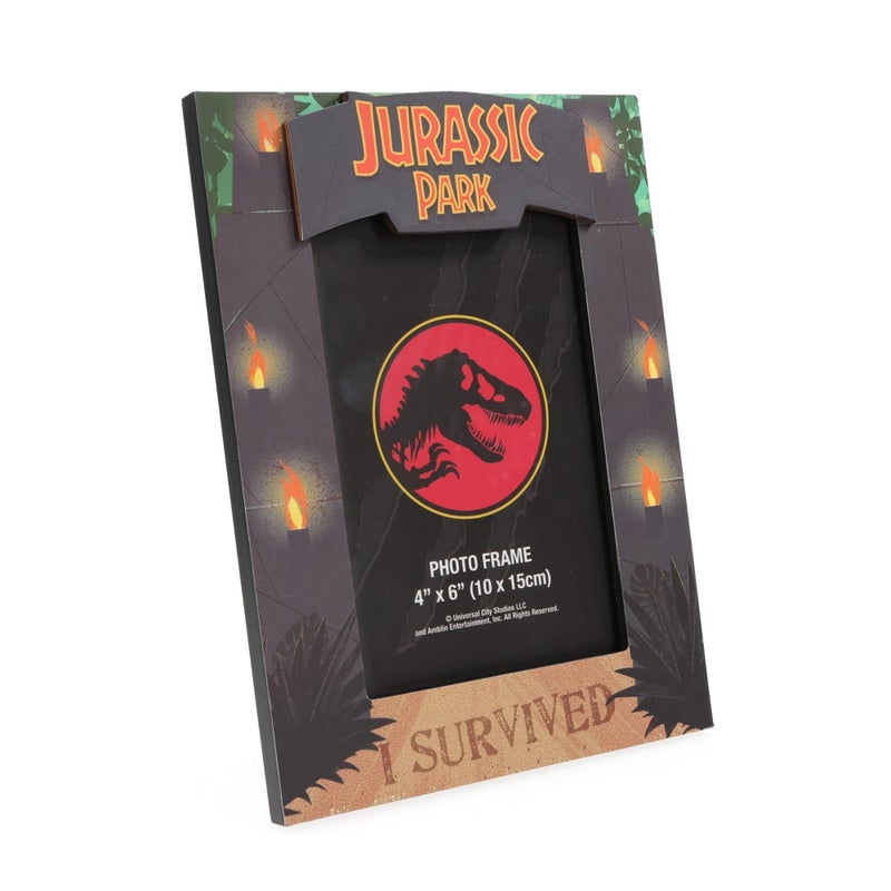 Silver Buffalo Silver Buffalo Jurassic Park Gate I Survived Photo Picture Frame  Black  4 x 6 Inches  - Image 2