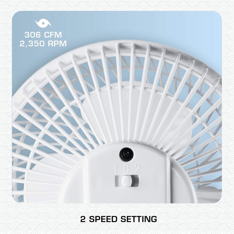 Hurricane Classic 6 Inch Clip Fan, 2 Speed Portable Desk Table Fan with Tilt,  White - Image 4