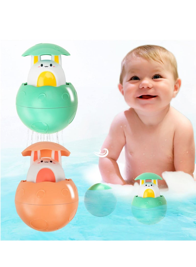 NIBEMINENT Baby Bath Toys, 2PCS Bunny Toys Bathing Swimming Sprinkler Toy, Kids Bathroom Water Play Soak Ball Shower Pool Toy for - Image 1