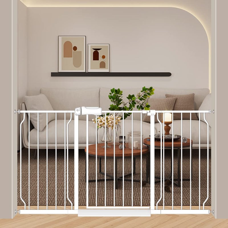 flower frail 57562 Inch Extra Wide Baby Gates for Stairs Doorways Pressure Mount No Drill Dog Pet Gate Automatic Close Child Safety Gate for Toddler Kids Pets