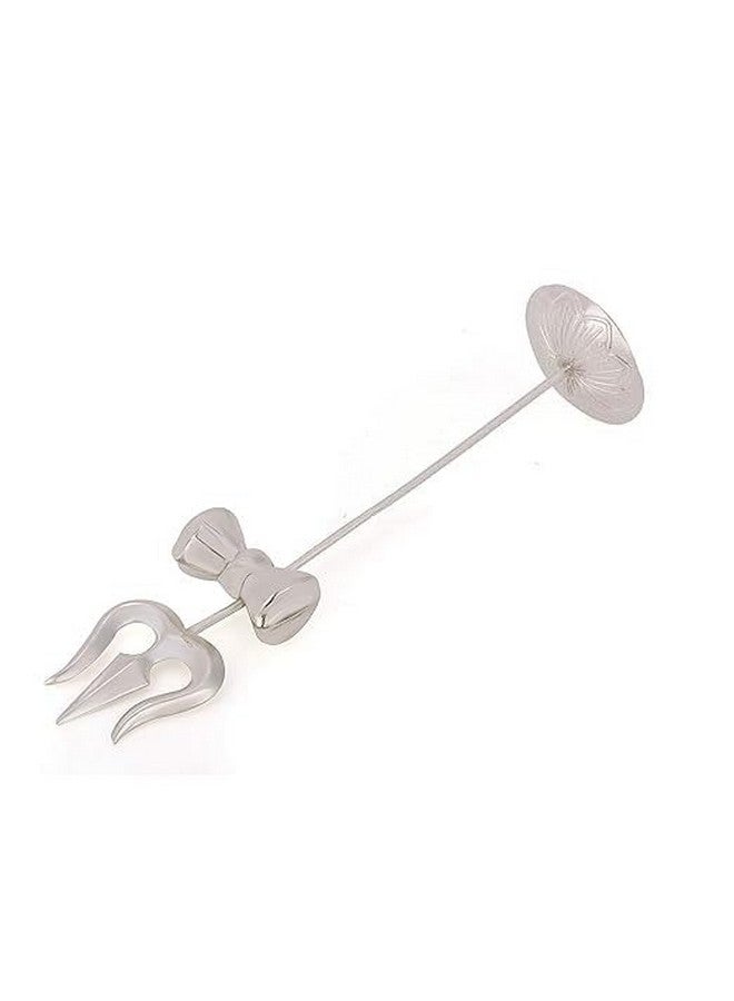 Osasbazaar Pure Silver Trishul Trident with Damru Damaru Damroo for Puja, Temple at Home- 97%-99% Pure BIS Hallmarked, Silver Color, Pack of 1 - Image 2
