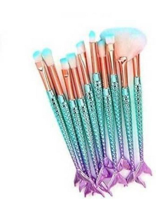 SUNISA Pink Soft Bristles 10 Pcs Mermaid Makeup Brushes Set For Womens & Girls - (Pack Of 10) - Image 2