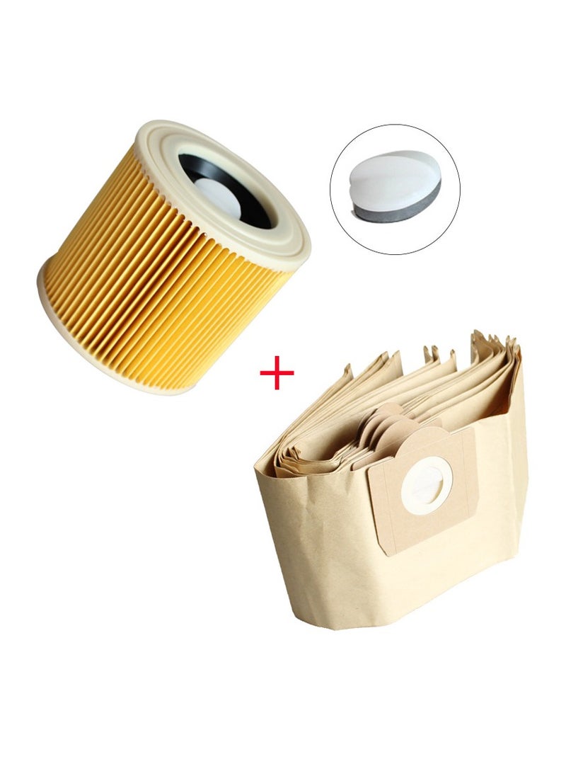 Loquat 5-Piece Vacuum Cleaner Dust Filter Paper Bag With A2004 Filter Screen For Karcher WD3 SE 4001 4002  - Image 1