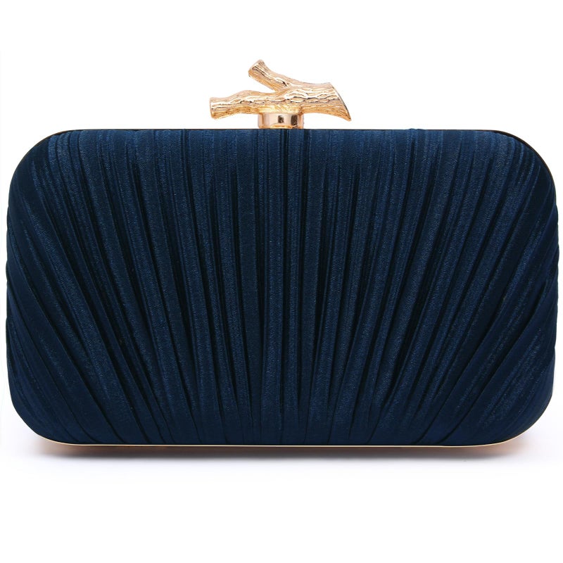Nexellent Pursesfor Women Evening Bag Handbags Formal Pleated Clutch Bag with Chain for Prom Wedding Party Black-tie affairs(Navy Blue) - Image 1